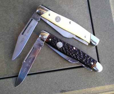 Two delrin handled from 1982, with &quot;tree brand&quot; shield