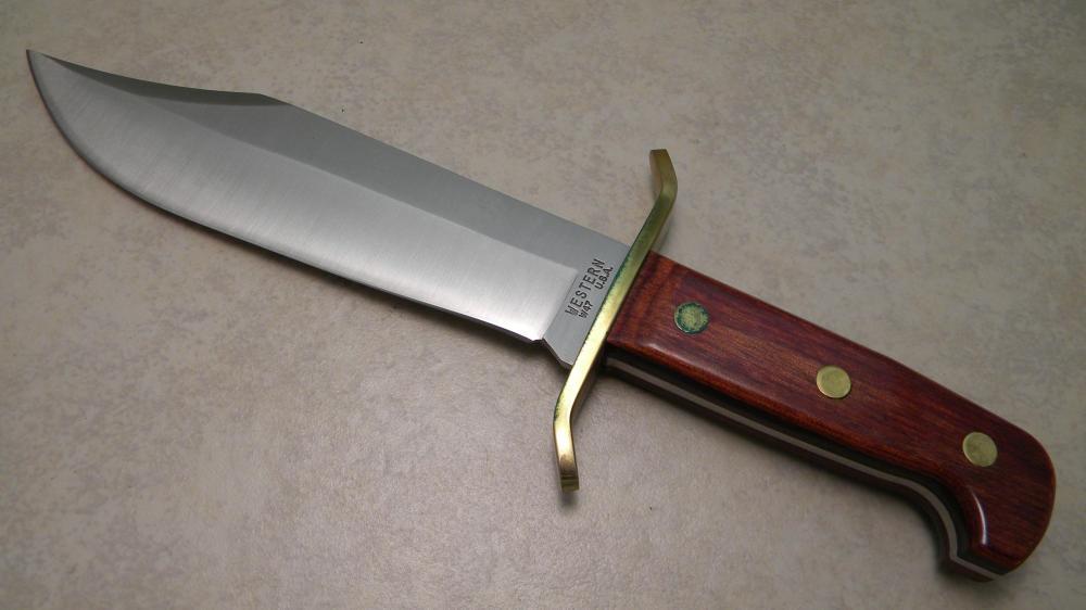 Western USA Wood W47 Bowie Fixed Blade Sheath Knife in Box