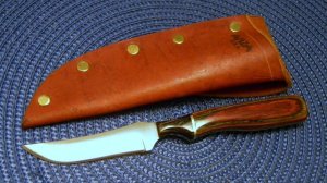 Anza Knives Custom Made from a File Model NK Wood Bird & Rabbit Fixed Blade Sheath Knife c.2000