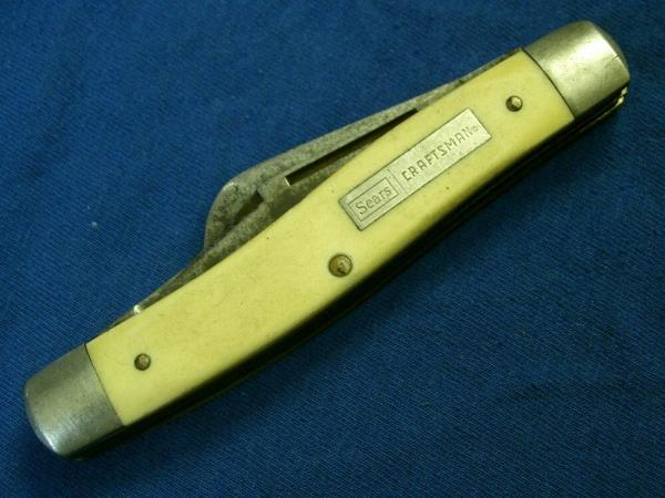 VINTAGE SEARS CRAFTSMAN USA 95044 STOCKMAN FOLDING POCKET PEN JACK KNIFE KNIVES SCHRADE OLD