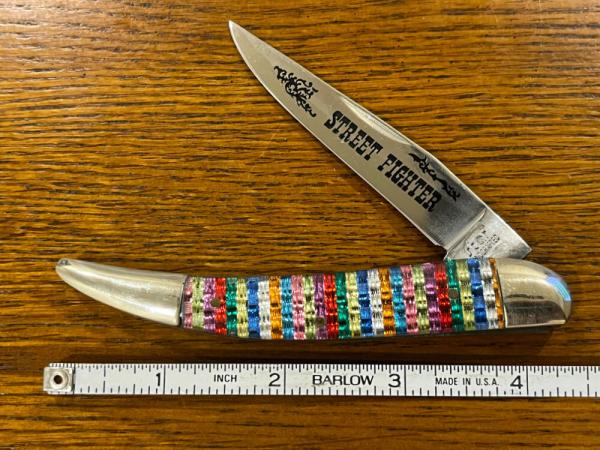 Star 3380 Street Fighter Toothpick Knife w/Multi-Colored Celluloid Scales Japan