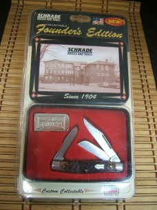 SCHRADE 881 USA MADE 1904 FOUNDERS EDITION MINT NEW IN BLISTER PACK WITH MONEY CLIP STOCKMAN KNIFE