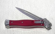 NEW AGA CAMPOLIN AUTOMATIC "ZERO" ANODIZED RED HANDLE POLISHED DAGGER BLADE 