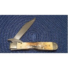 Case XX USA 2006 Stag 511 1/2 Blue Scroll Cheetah Cub Swing Guard Lockback Knife - NIB