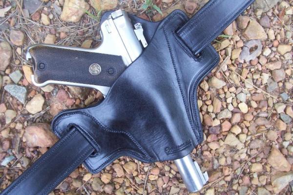 Leather Gun Holster For Semi Autos - Pancake-  Browning Buckmark or S&W 22A-1, See Gun List Below  