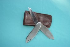 Unmarked Barry Wood type folder All metal with leather pouch