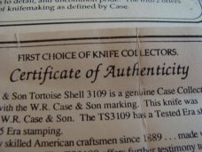 Case Classic Certificates of Authentication Buyer's Choice (certificates only...no knife)