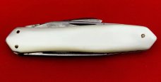 Vintage MILLER BROS MERIDEN Dolphin Lobster Pen Folding Pocket Knife c.1872-1926 Mother-of-Pearl