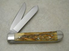 Case XX Stainless USA 5254 Stag 1978 Red Scroll Trapper Knife 