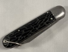 PRESTO 1940 WW2 Paratrooper Auto Knife, Geo. Schrade Knife Co. B'Pt, Conn. Black Composition Handles