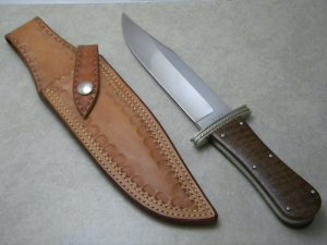 Custom Lloyd Hale Wood Coffin Bowie Fixed Blade Sheath Knife