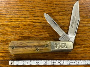 I*XL Wostenholm 2-Blade Barlow Knife w/Smooth Bone Scales England