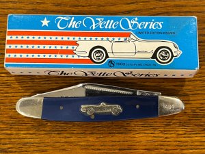 Parker Cut. Co./TSCO Corvette Series 1955 Stockman w/Blue Delrin Scales SN#464