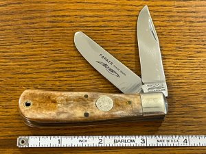 Parker Cut. Co. 1980's 2-Blade Bullet Trapper w/Smooth Bone Scales Japan