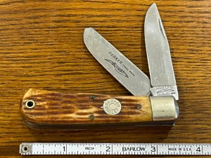 Parker Cut. Co. 1980's 2-Blade Bullet Trapper w/Jigged Bone Scales Japan