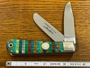 Parker Cut. Co. 1980's 2-Blade Bullet Trapper w/Multi-Color Sparkle Scales Japan