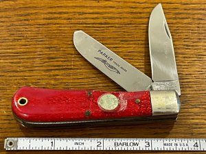 Parker Cut. Co. 1980's 2-Blade Bullet Trapper w/Red Sparkle Scales Japan