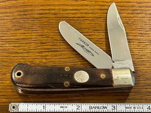 Parker Cut. Co. 1980's 2-Blade Bullet Trapper w/Horn Scales Japan