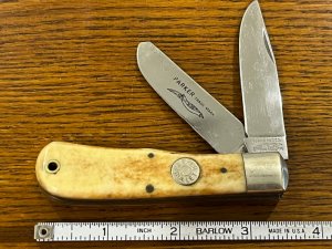 Parker Cut. Co. 1980's 2-Blade Bullet Trapper w/Smooth Bone Scales Japan