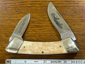 Parker-Frost Star Ltd Ed 2-Blade Canoe Knife w/Smooth Bone Scales SN#1468 Japan