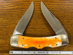 Parker-IMAI K-236 Double Lockback Knife w/Smooth Organge Bone Scales Japan