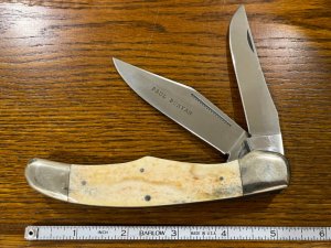 Parker Cut. Co. 1981-8 "Paul Bunyan" 2-Blade Copperhead Knife w/Smooth Bone Scales