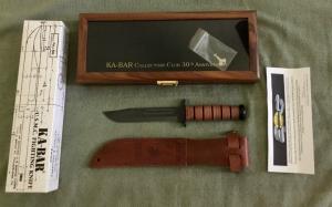 Ka Bar Collectors Club 2005 30th Anniversary USMC Knife And Display Case