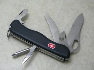 Victorinox Switzerland Black One Hand Linerlock Parachutist Swiss Army Knife 