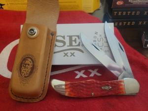 Case xx carbon steel dark red folding hunter