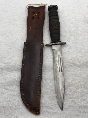 Vintage Kutmaster Stacked Leather Handle Fighting Knife