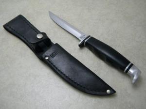 Case XX USA 1960s-70s Black 2 FINN Fixed Blade Sheath Knife