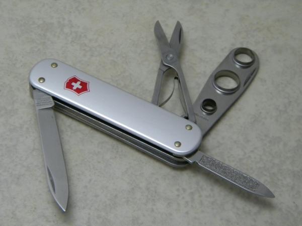 Rare Victorinox Switzerland Silver Alox 74mm Cigar Cutter Swiss Army Knife 