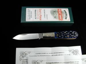 Schatt amp Morgan Blue Jigged Bone Barlow Knife By Cooper Cutlery Rare 69B Made In USA 