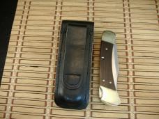 BUCK 110 U.S.A. MADE VINTAGE 1980 4 PIN USED FOLDING LOCKBACK KNIFE & ORIGINAL BUCK LEATHER SHEATH