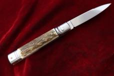 NEW OLD STOCK AKC 8" ITALIAN SWITCHBLADE GENUINE STAG LEVER LOCK AUTOMATIC