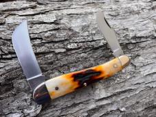 TUNA VALLEY AMBER STAG ROOSTER COMB "FARMER'S JACK" KNIFE 1 OF 70