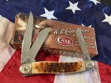 Case xx Stockman Knife Mdl# 6318 SS w/ Brown Bone Handles & scrolled bolsters. Mint Set -NOS