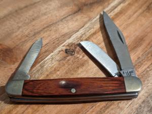 Stunning Rosewood Handle Bear MGC 3 Blade Stockman