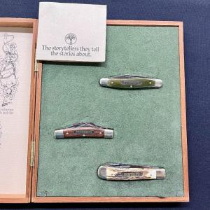 Boker Story Teller 1527 Vintage 3 Knife Set Stag Trapper Congress Stockman