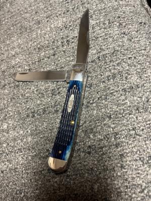 2016 Case XX USA Blue jigged bone 5x Trapper folding 6254ss knife-4 18