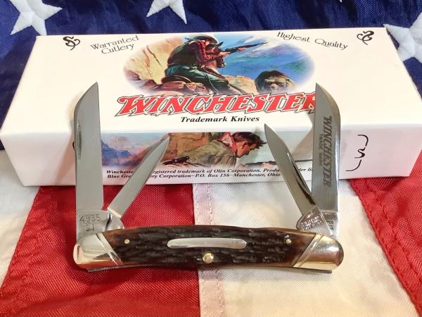 1991 Winchester Congress knife By Blue Grass Cutlery (Mdl# 4935) w/ Brown Bone Handles