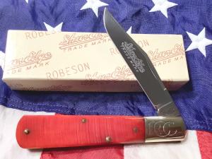 Robeson ShurEdge 5quot Daddy Barlow Knife w Red Bone Handles -NOS in orig box amp Minty 