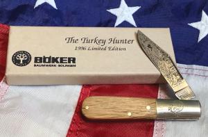 Vintage Boker Single Blade Barlow The Turkey Hunter Blade Etch and on the bolster  