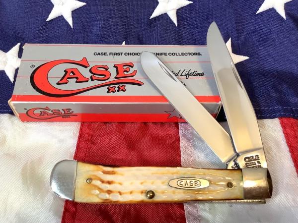 Case xx Trapper Knife Mdl# SC6254 SS, Roman Numerial tang stamp, Nice Torched Bone Handles -NOS