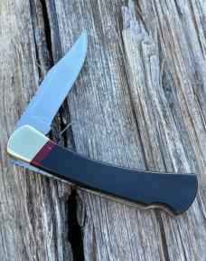 BUCK 110 LEROY REMER & WBC ** BUFFALO HORN BLOODY JASPER TRIM BLOODY JASPER ARROWHEAD RRR KNIVES #8