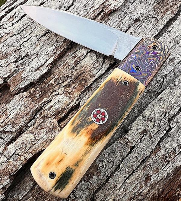 VINCENZO BALISTRERI CUSTOM MAMMOTH IVORY T-MASCUS BOLSTERS TITANIUM LINERS FLIPPER LINER-LOCK KNIFE