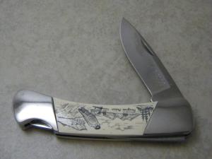 Buck 500 USA quotPeregrine Falconquot Lmtd Ed 1 of 1000 Scrimshaw Lockback Knife 1997