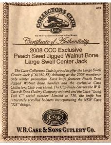 2008 Case Collectors Club Walnut Jumbo Coke Bottle w/Scrolled Bolsters, Serial#, Original Box,& COA.