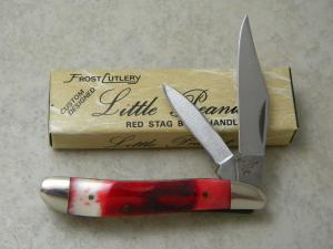 Frost Cutlery Custom Designed Red Stag Bone Little Peanut Knife NIB