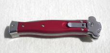 NEW AGA CAMPOLIN AUTOMATIC "ZERO" ANODIZED RED HANDLE POLISHED DAGGER BLADE 